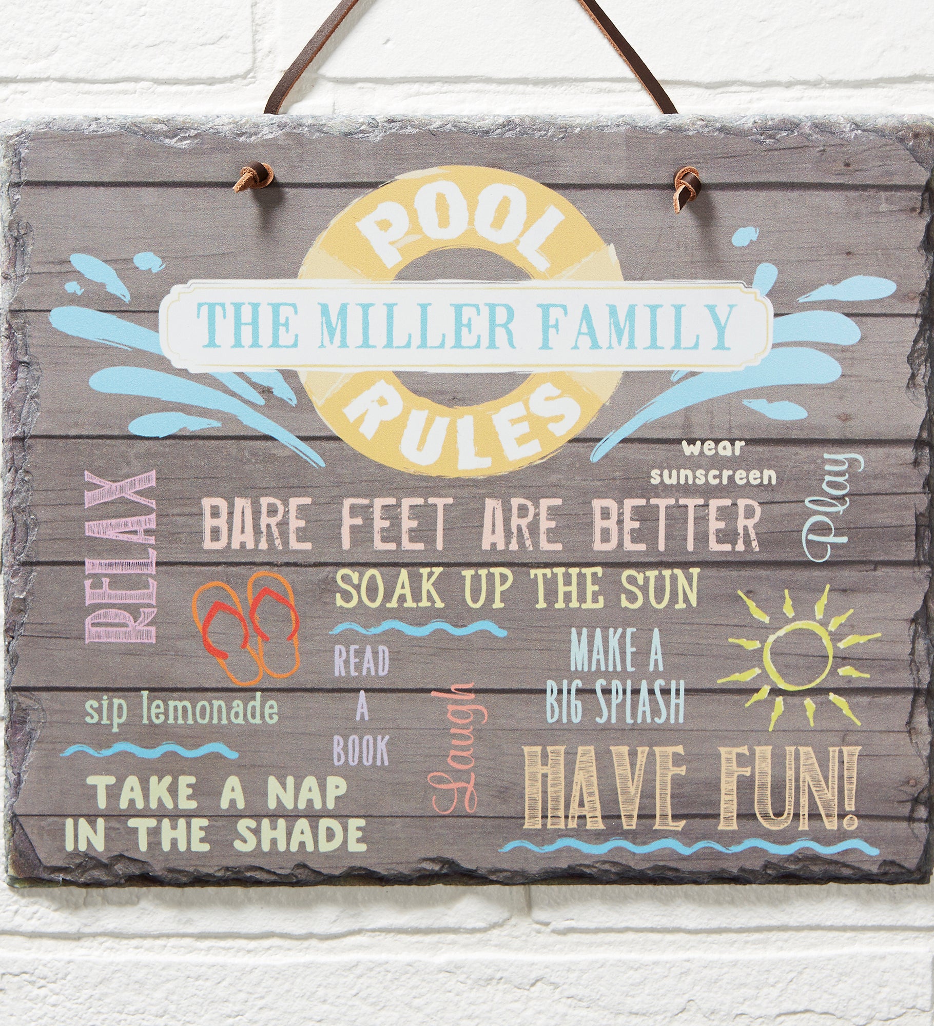 Water Rules Personalized Slate Plaque